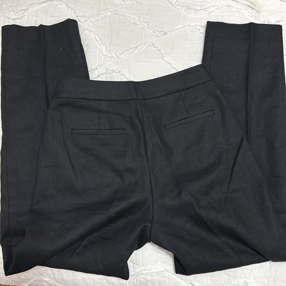 Like New J. Crew Kate Linen Blend Straight Leg Stretch Pants, Black 0 - Picture 4 of 9